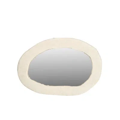 Bidkhome Paper Mache Off-white Round Mirror In Neutral