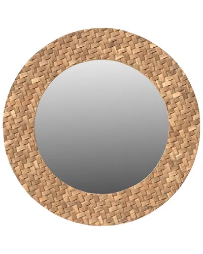 Bidkhome Reclaimed Teak Circular Mirror Frame In Brown