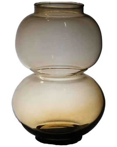 Bidkhome Round Duo Mouthblown Recycled Glass Vase In Brown