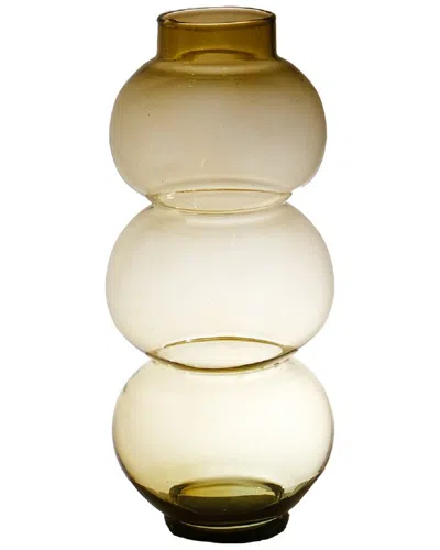 Bidkhome Round Trio Low Neck Mouthblown Recycled Glass Vase In Brown