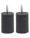 Bidkhome Set Of 2 Flameless Pillar Candles In Gray