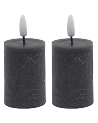 Bidkhome Set Of 2 Flameless Pillar Candles In Gray