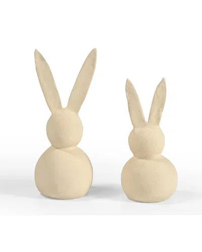 Bidkhome Set Of 2 Paper Mache Bunny In White
