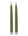 Bidkhome Set Of 2 Pointed Flameless Taper Candles In Green