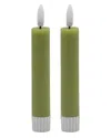 Bidkhome Set Of 2 Small Flameless Taper Candles In Green