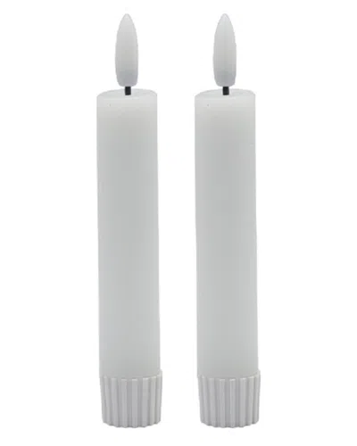 Bidkhome Set Of 2 Small Flameless Taper Candles In White