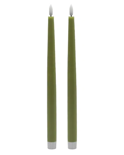 Bidkhome Set Of 2 Tall Flameless Taper Candles In Green