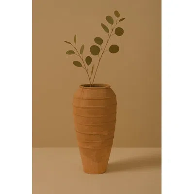 Bidkhome Terracotta Clay Artisan Large Pot In Tan