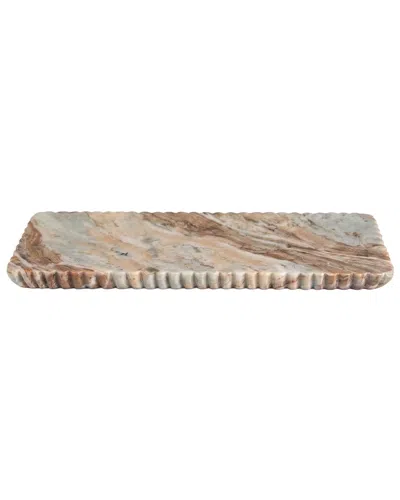 Bidkhome Toronto Marble Scalloped Long Rectangle Tray In Burgundy