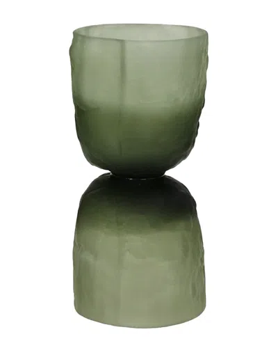 Bidkhome Vase Glass Hurricane 3.5in In Green