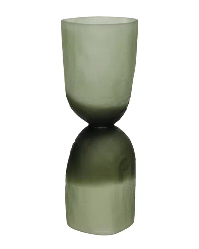 Bidkhome Vase Glass Hurricane 4.5in In Green
