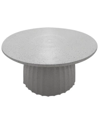 Bidkhome White Aluminum Coffee Table W/chisel Texture Base