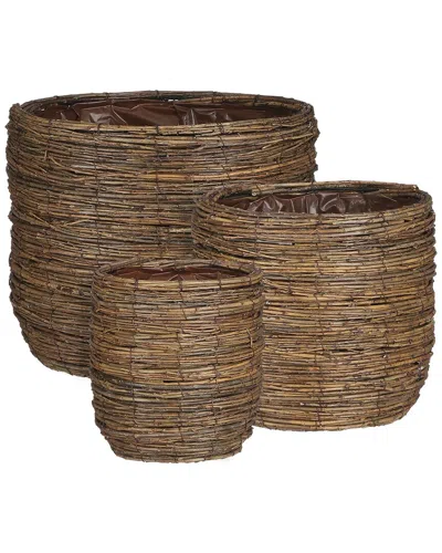 Bidkhome Whitinsville 3 Piece Wood Pot Planter Set