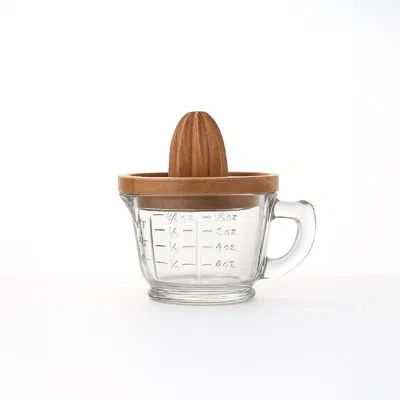 Bidkhome Wood Juicer With Glass Cup In Clear