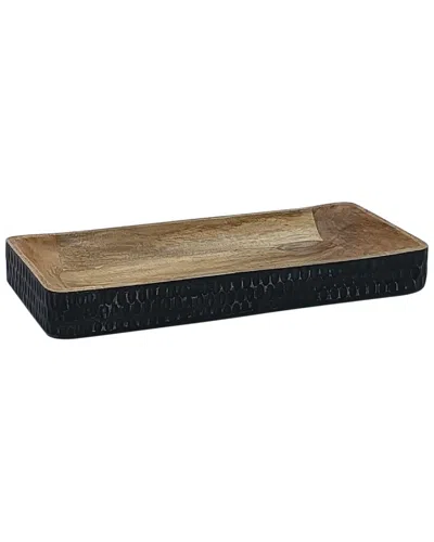 Bidkhome Wooden Carved Rectangular Dough Bowl In Black