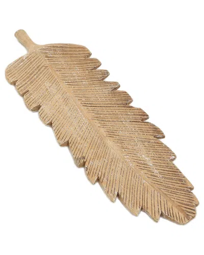Bidkhome Wooden Feathered Mango Wood Leaf Shape Platter Nat