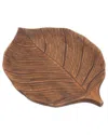Bidkhome Wooden Natural Mango Wood Leaf Shape Platter Natur