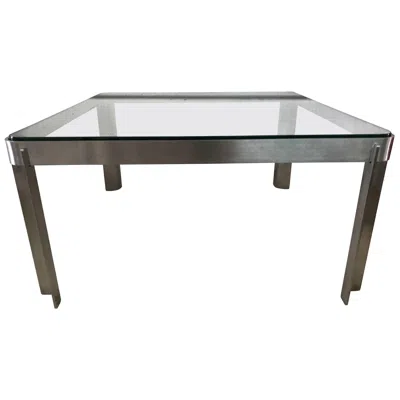 Pre-owned Bieffeplast Osvaldo Borsani T113 Steel Glass Coffee Or Cocktail Table, Tecno, Italy, 1970s In Gray