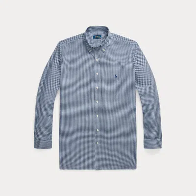 Big & Tall - Gingham Stretch Poplin Shirt In Blue