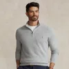 Big & Tall - Mesh-knit Cotton Quarter-zip Jumper In Gray