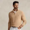 Big & Tall - Mesh-knit Cotton Quarter-zip Jumper In Brown