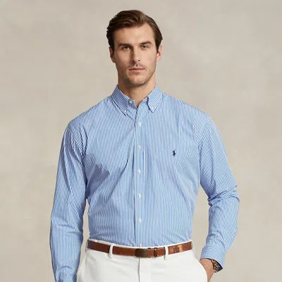 Big & Tall - Striped Stretch Poplin Shirt In Blue
