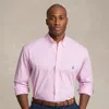 Big & Tall - Striped Stretch Poplin Shirt In Red