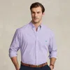 Big & Tall - Striped Stretch Poplin Shirt In Blue