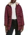 Big Chill Matte Quilted Coat In Burgundy