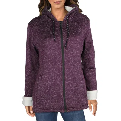 Big Chill Womens Sherpa Hooded Fleece Jacket In Purple