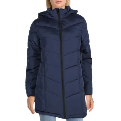 Big Chill Womens Sherpa Hooded Puffer Coat In Blue