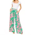 Big Hit Fashion Terri Wide Leg Pants In Pink Green Floral In Multi