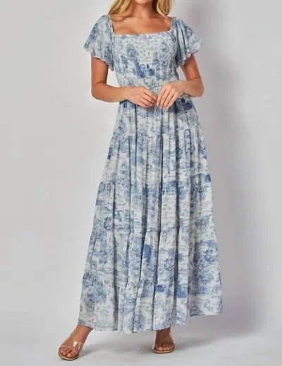 Big Hit Fashion Toile Maxi Dress In Vintage Blue