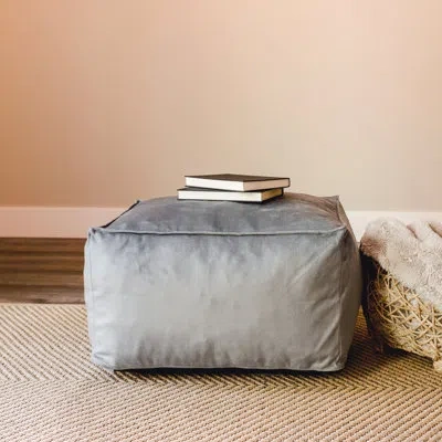 Big Joe 24.5'' Wide Rectangle Pouf Ottoman In Gray Polyester Blend