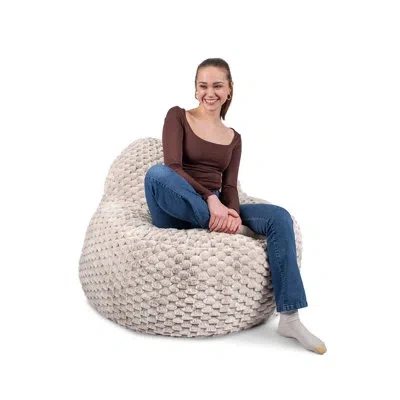 Big Joe Chilloway Foam Filled Structured Bean Bag Chair Lounger, Vanilla Latte Honeycomb In Vanilla Latte Polyester