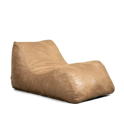 Big Joe Delmont Foam Filled Bean Bag Chair With Removable Cover, Vegan Leather Or Boucle In Brown Polyester