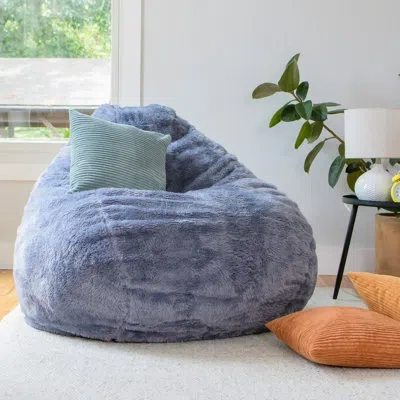 Big Joe Large Teardrop Foam Filled Bean Bag Chair With Soft Removable Cover In Gray Polyester