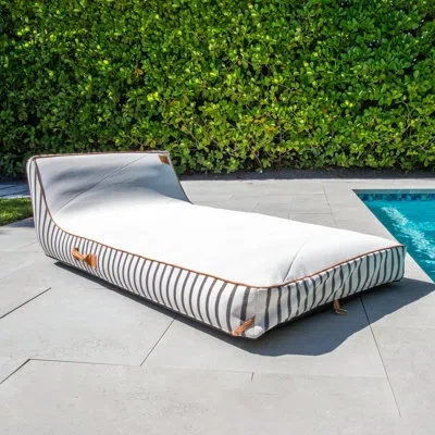 Big Joe Lux Chaise Premium Inflatable Pool Float, Cape Stripe, Uv Protected In Black,white