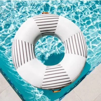 Big Joe Lux Ring Premium Pool Float, Cape Stripe, Durable Uv Protected In Black,white