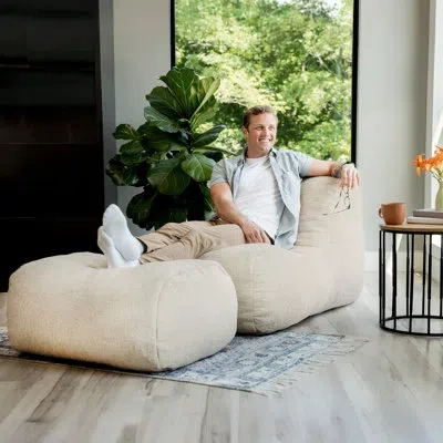 Big Joe Modora Bean Bag Chair Lounger In Birch Boucle