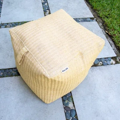 Big Joe Ottoman Weatherproof Bean Bag Footrest, Weather Resistant Uv In Natural Basket Weave 100% Polyester
