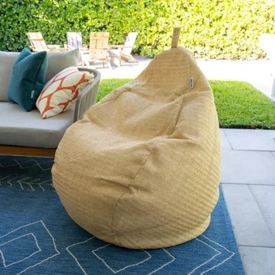 Big Joe Tuffet Outdoor Bean Bag Chair, Weather Resistant Fabric, 3ft Teardrop In Natural Polyester