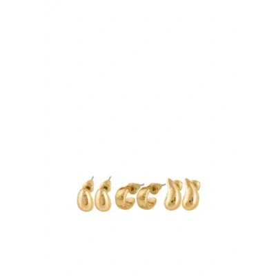 Big Metal Altea Set Of 3 Organic Shape Earrings In Gold From