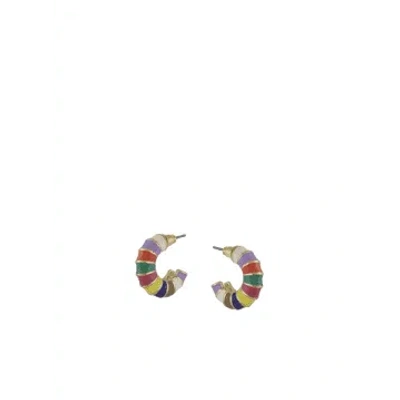Big Metal Claire Multi Coloured Tiny Bamboo Hoops From