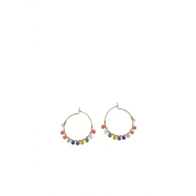 Big Metal Cressida Beaded Hoop Earrings In Neon From  In Multi