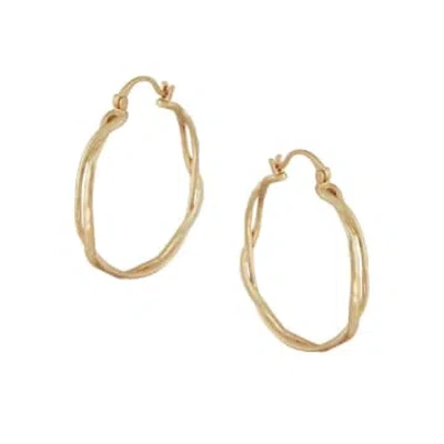 Big Metal Hoop Earrings Branch Shape Viola In Gold