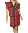 Big Water Blue Sky Jamie Plaid Bow Mini Dress In Red/navy In Multi