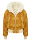 Bigardini Danica Hooded Shearling Jacket In Brown