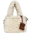 Bigardini Ileana Shearling Tote Bag In White