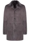 Bigardini Shearling-collared Suede Coat In Brown